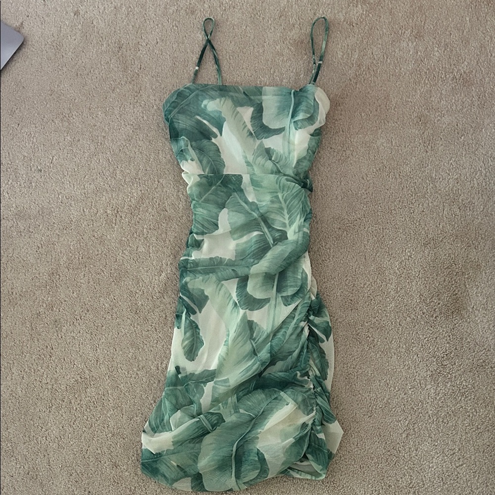 Windsor Green Leaf Print Mini Dress